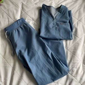 Figs denim blue scrub set